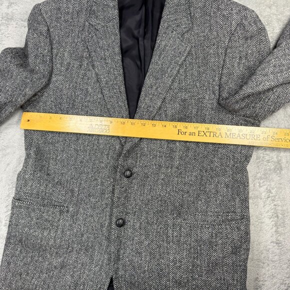 Jos A Bank Harris Tweed Wool Herringbone Sport Coat Hand Woven Blazer Gray 43R - Picture 7 of 9